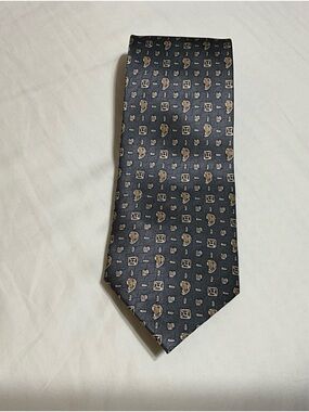 Enrico Guccini Men's Necktie Tie All Silk Geometric Made in USA Gray and Brown